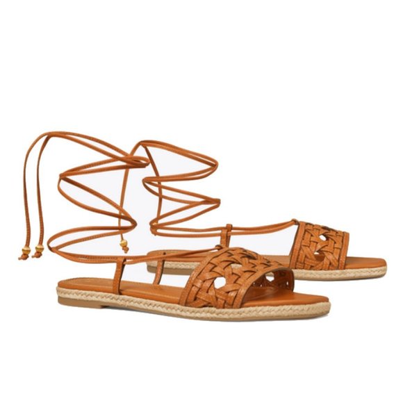 Tory Burch Shoes - NEW Tory Burch Size 10 Women's Basket-Weave Espadrille Sandals - Aged Camello